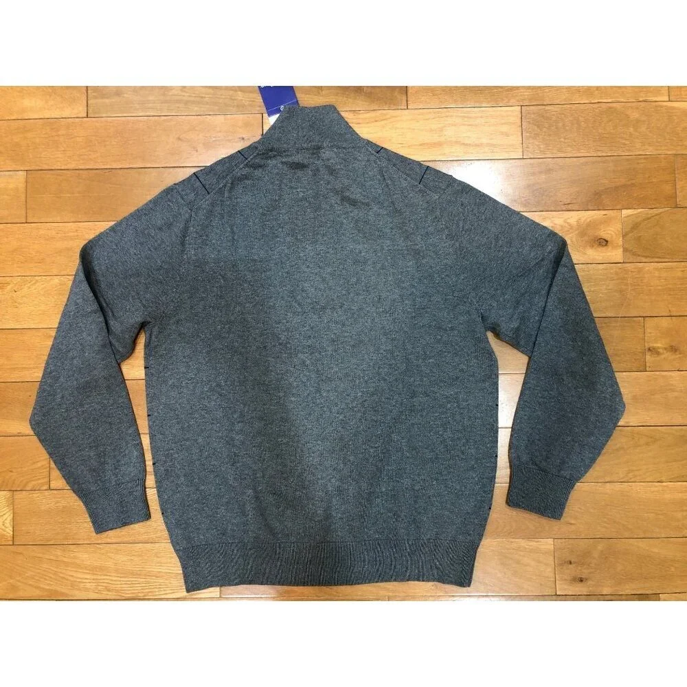 NWT Alan Flusser 100% Cotton 1/4 Zip Mock Neck Long Sleeve Knit Pullover Size M